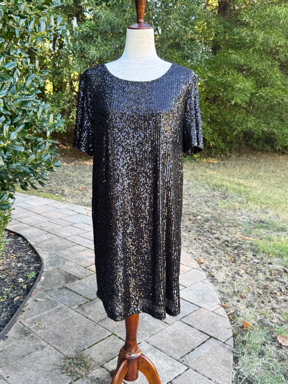 Steve Madden Black Sequin Mini Dress - Short Sleeves - XL